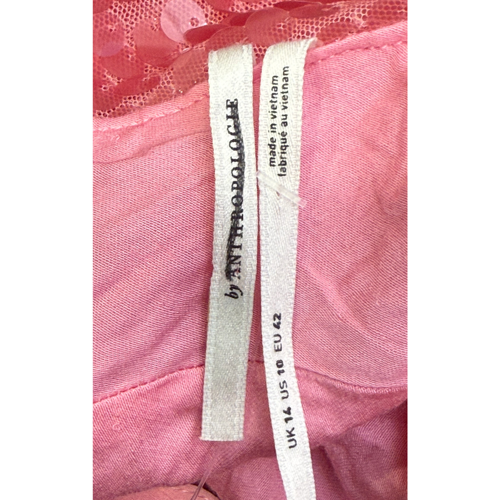 NEW ANTHROPOLOGIE PINK SEQUIN DRAPE BACK MINI DRESS SZ 10 - Picture 10 of 12